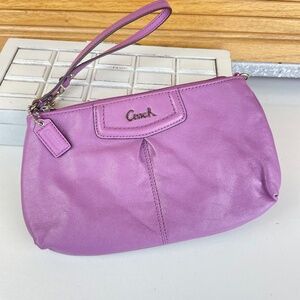 COACH Purple Leather Small Hand Bag Wristlet Purse
